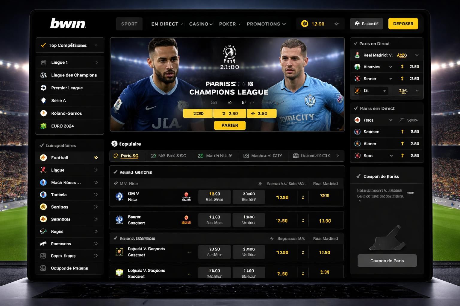 découvrez pourquoi bwin (bwinfr) est la plateforme incontournable des paris sportifs en ligne, offrant une expérience utilisateur optimale, des cotes compétitives et un large choix d'événements sportifs.