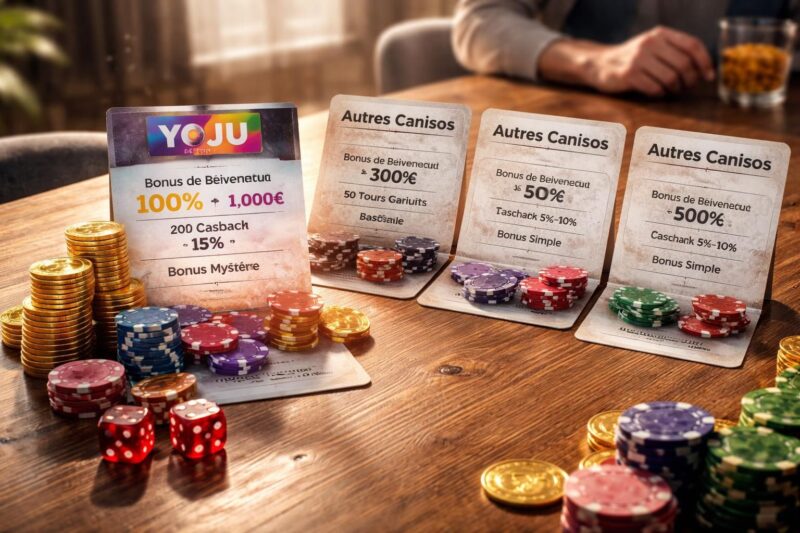 découvrez notre comparatif des bonus proposés par yoju casino et ses principaux concurrents pour profiter des meilleures offres de jeux en ligne.